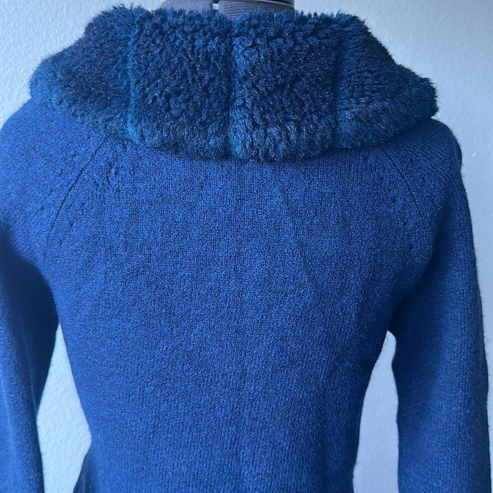 Classiques Entier sweater blue removable collar 100% fine Merino wool size Med - Picture 7 of 12